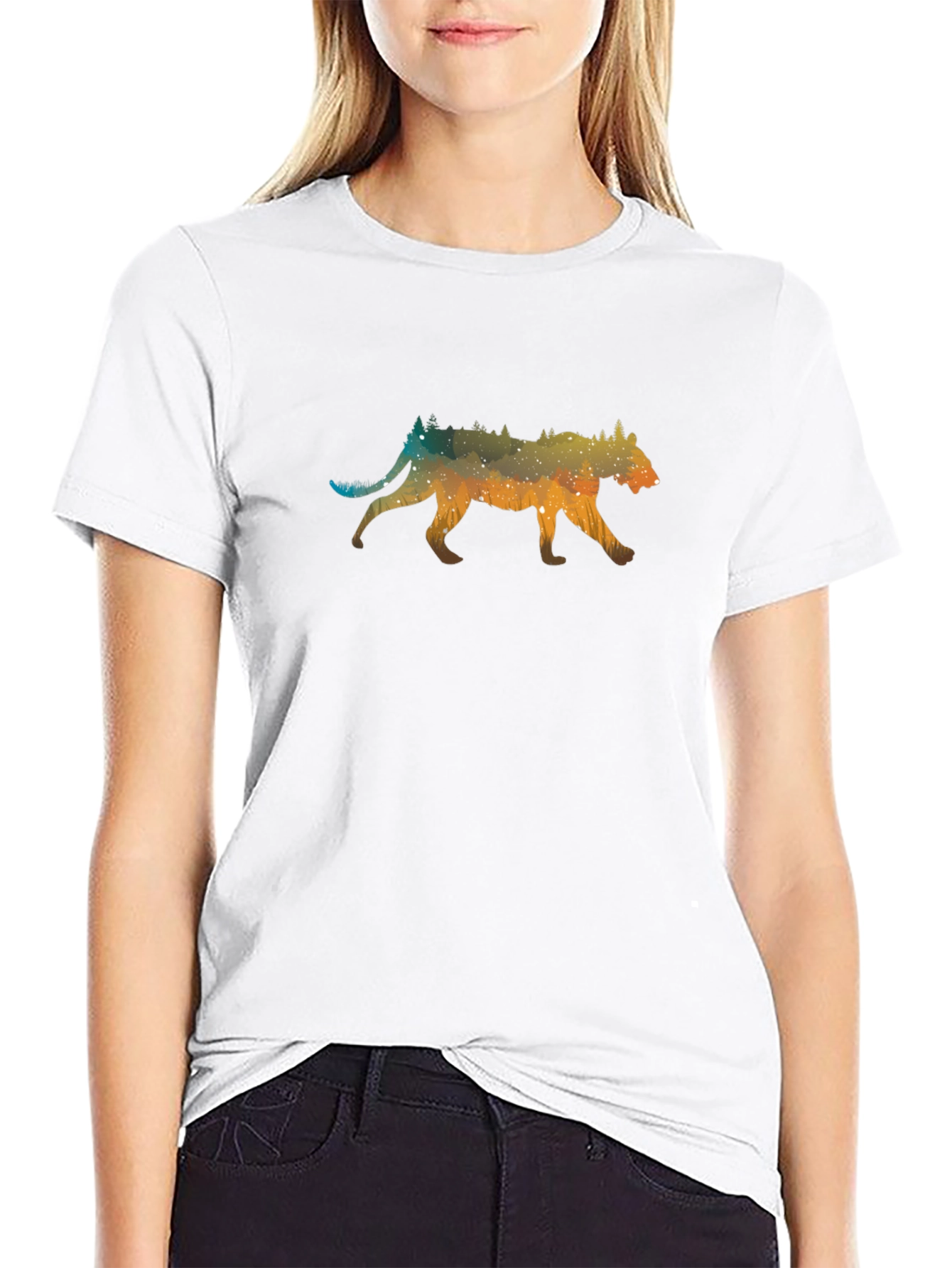 Galaxy Cougar Graphic Tee - Unisex Black T-Shirt