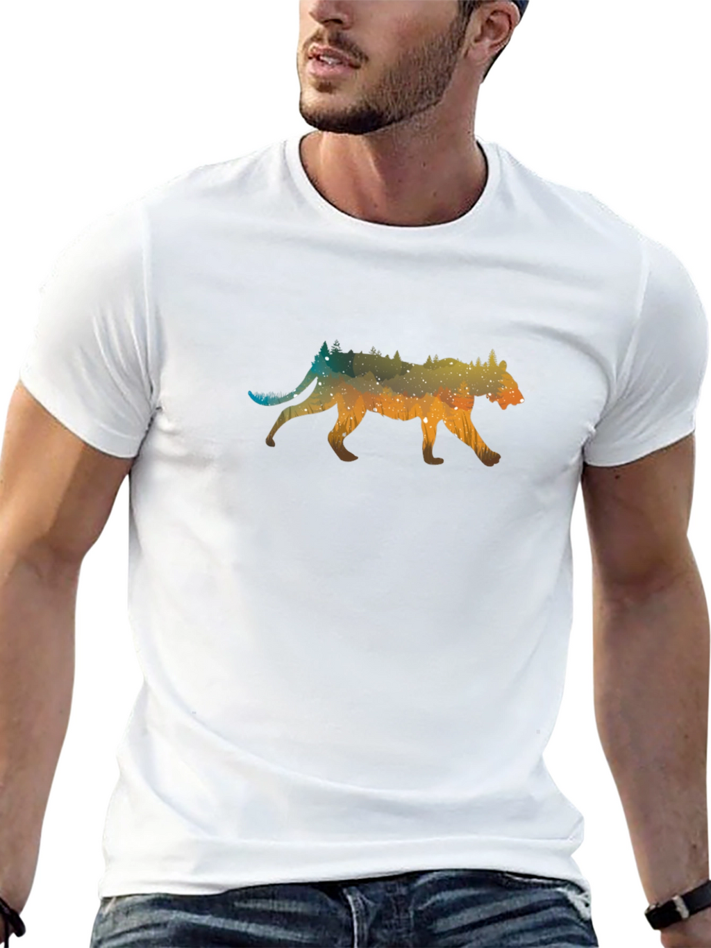 Galaxy Cougar Graphic Tee - Unisex Black T-Shirt