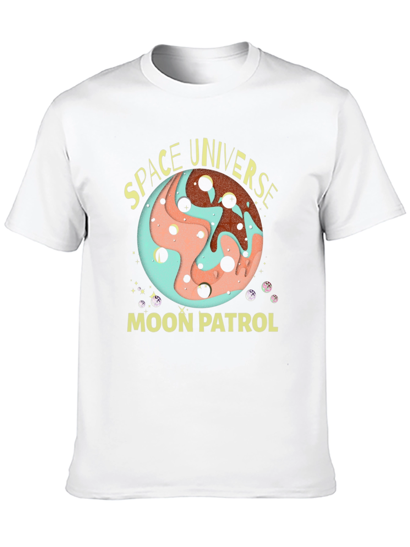 Space Universe Moon Patrol Black T-Shirt