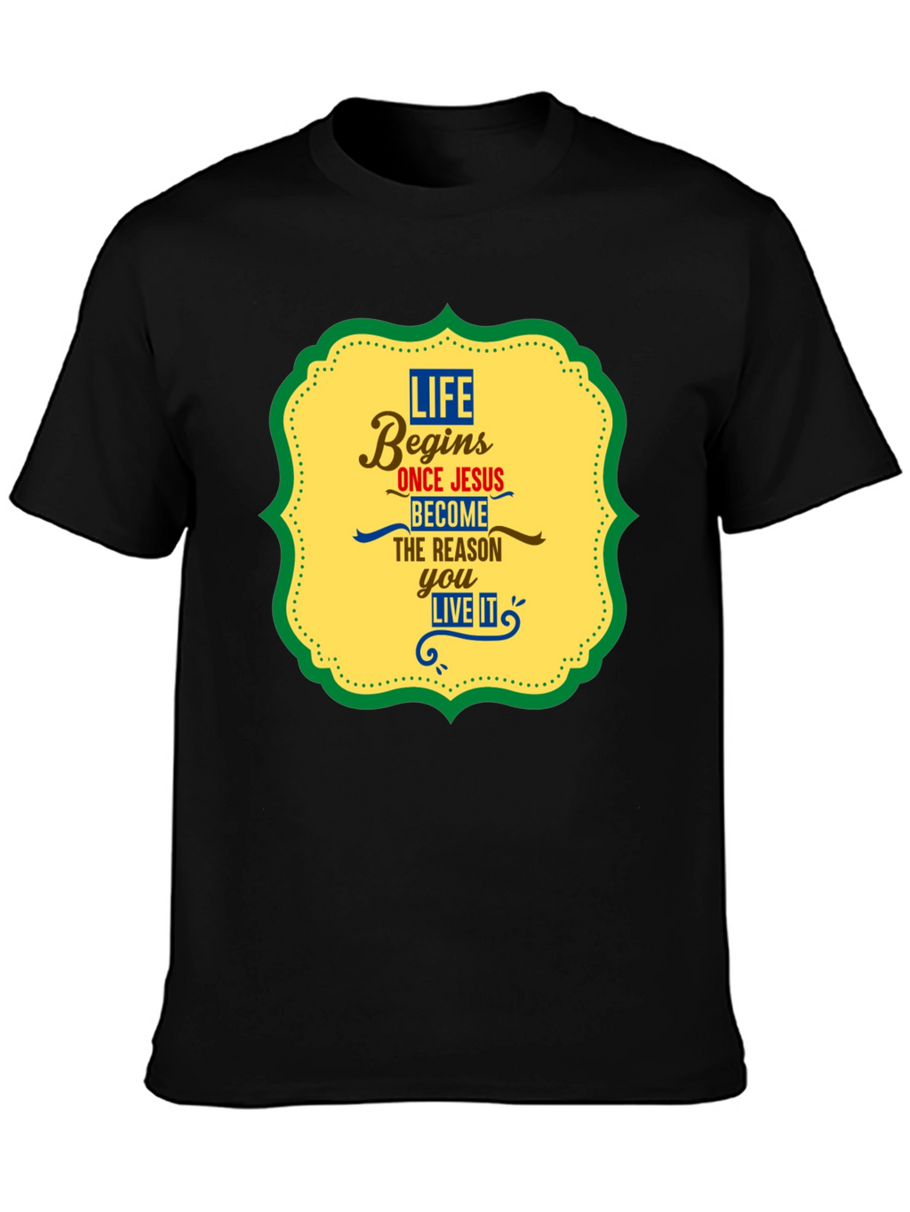 Life Begins With Jesus Graphic Tee - Black