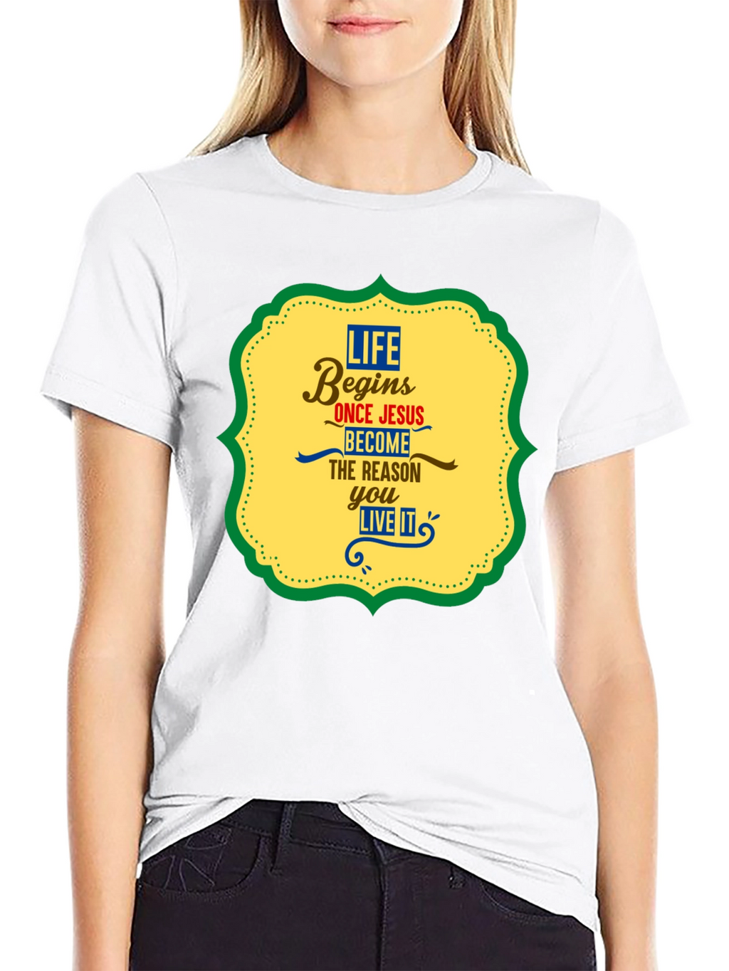 Life Begins With Jesus Graphic Tee - Black