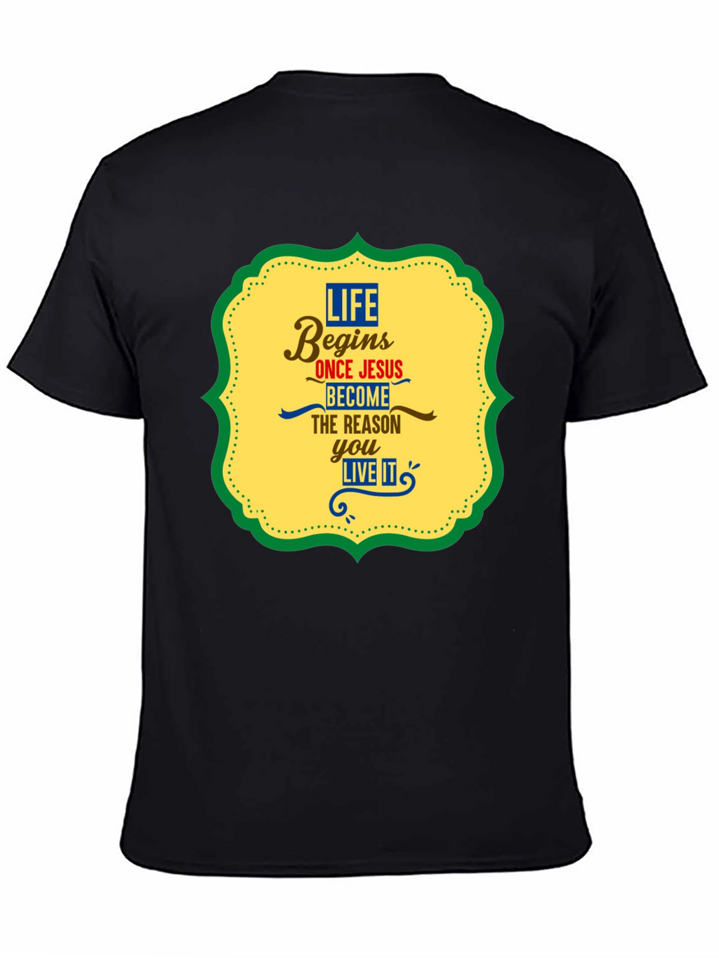 Life Begins With Jesus Graphic Tee - Black