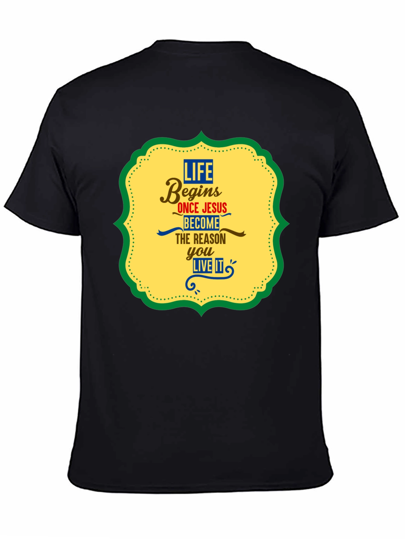 Life Begins With Jesus Graphic Tee - Black