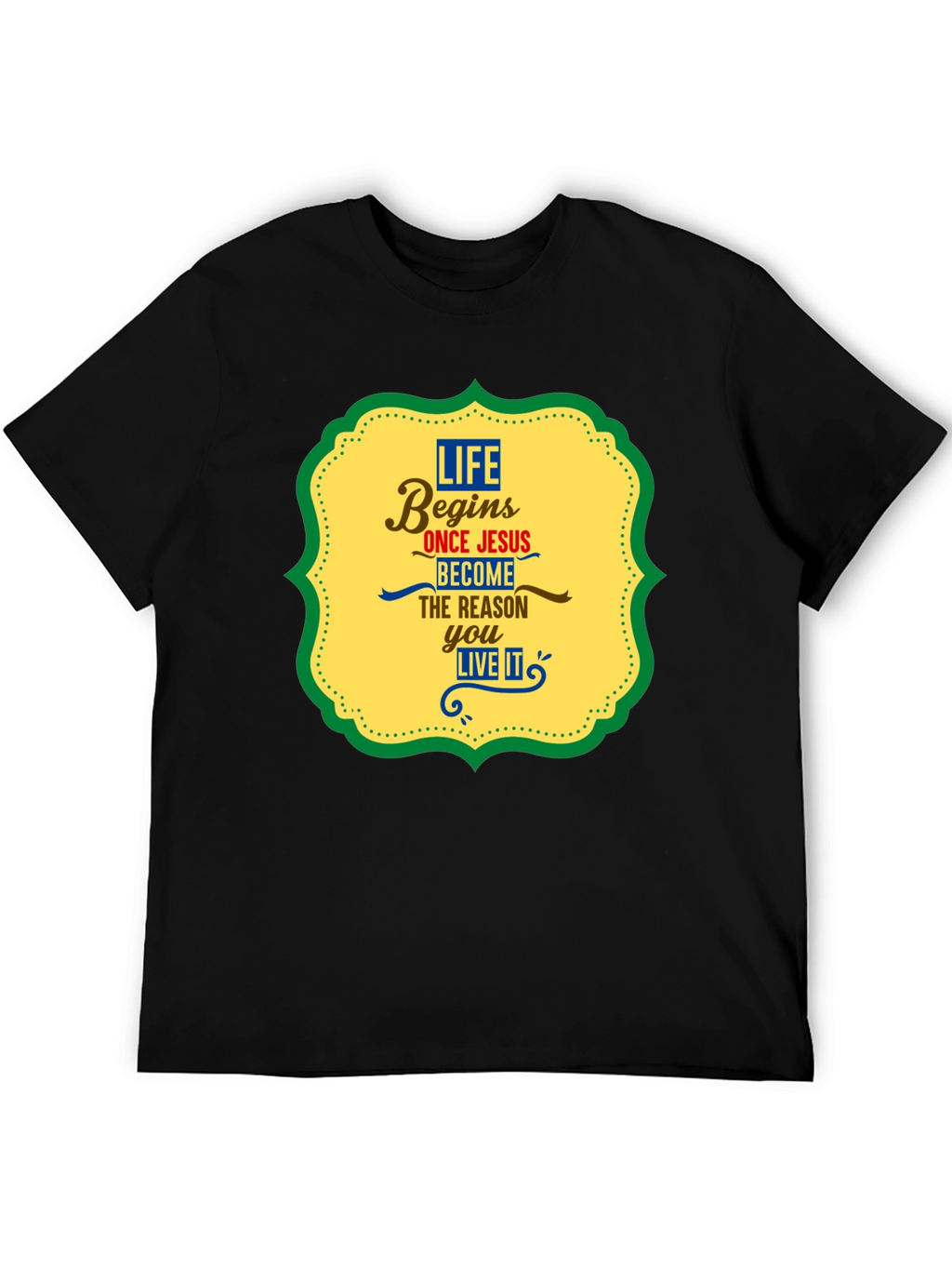 Life Begins With Jesus Graphic Tee - Black