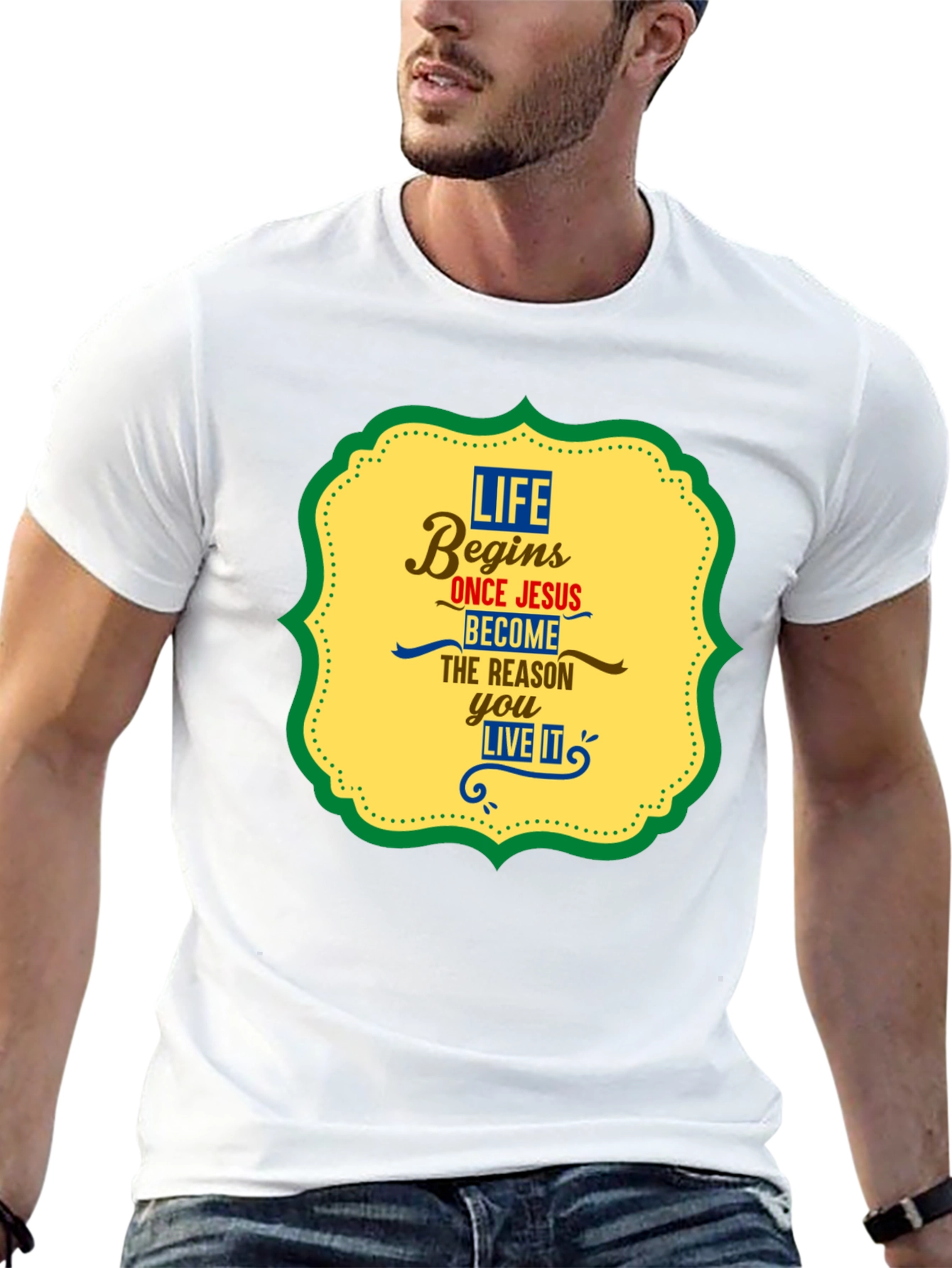 Life Begins With Jesus Graphic Tee - Black