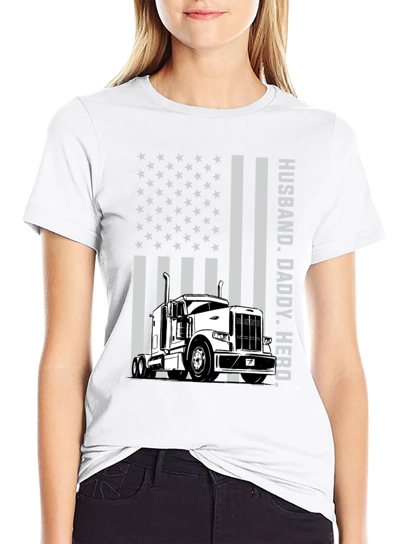 Husband Daddy Hero Trucker Graphic Tee