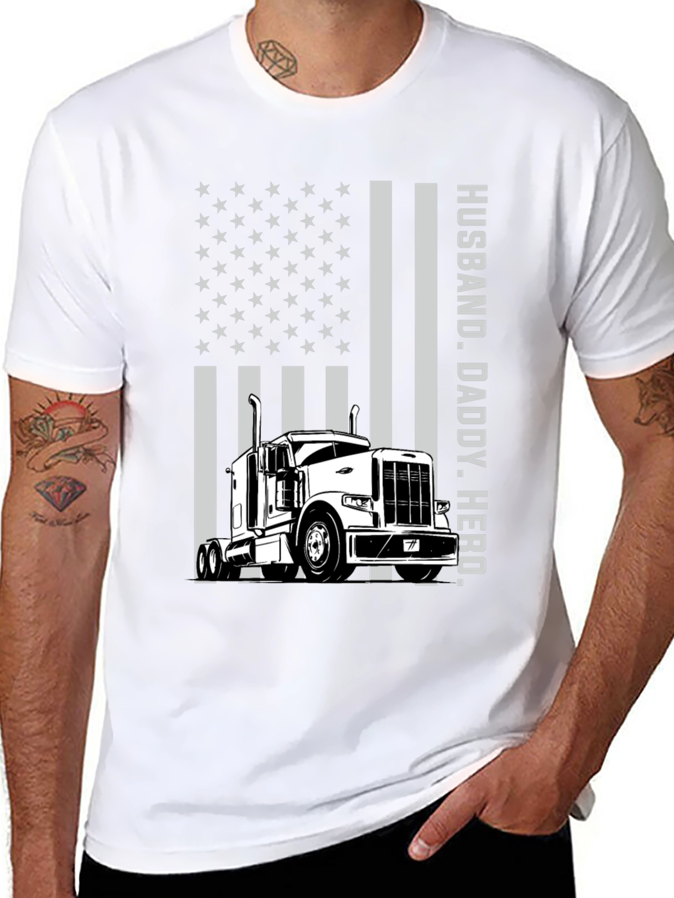 Husband Daddy Hero Trucker Graphic Tee
