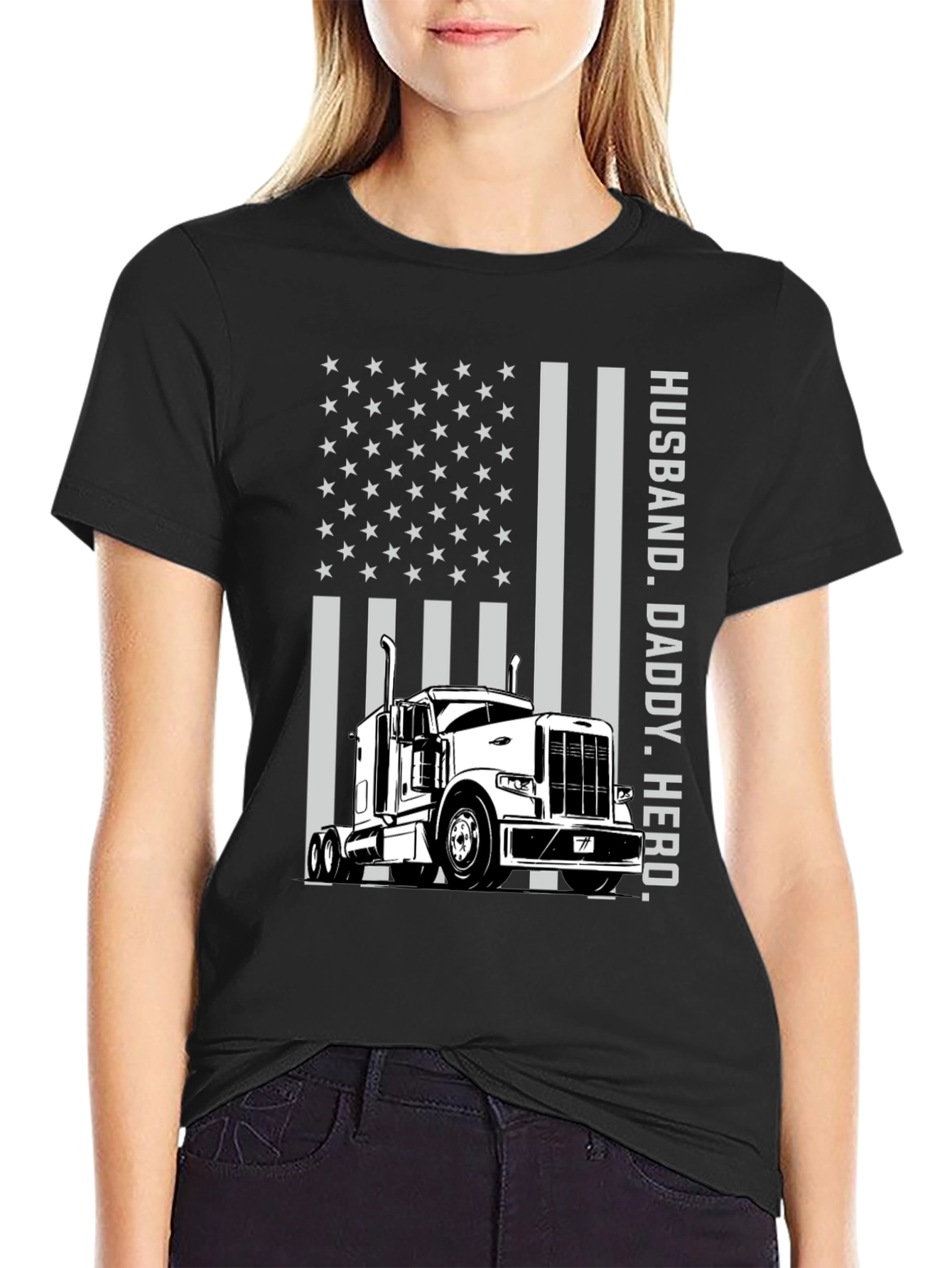 Husband Daddy Hero Trucker Graphic Tee