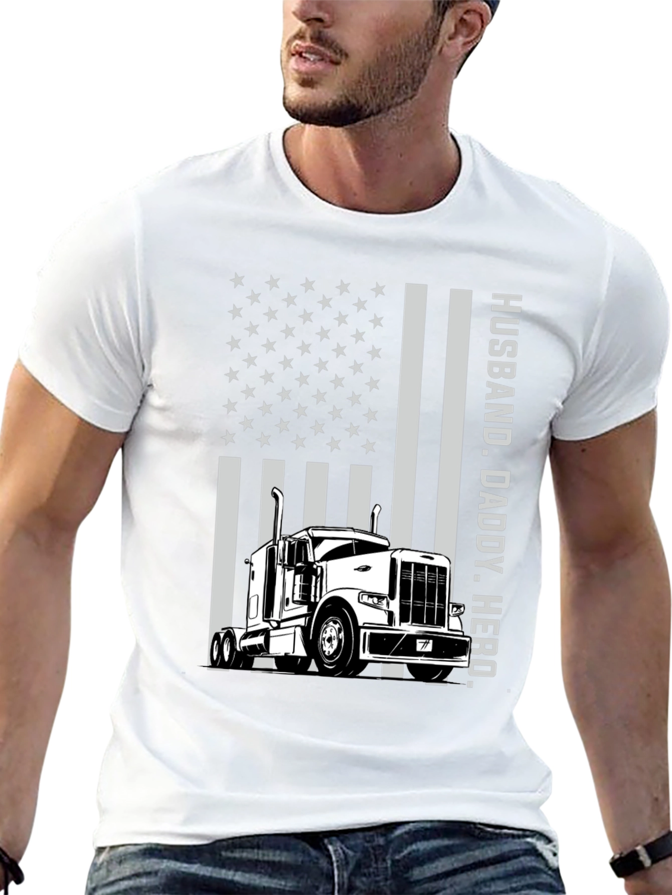 Husband Daddy Hero Trucker Graphic Tee