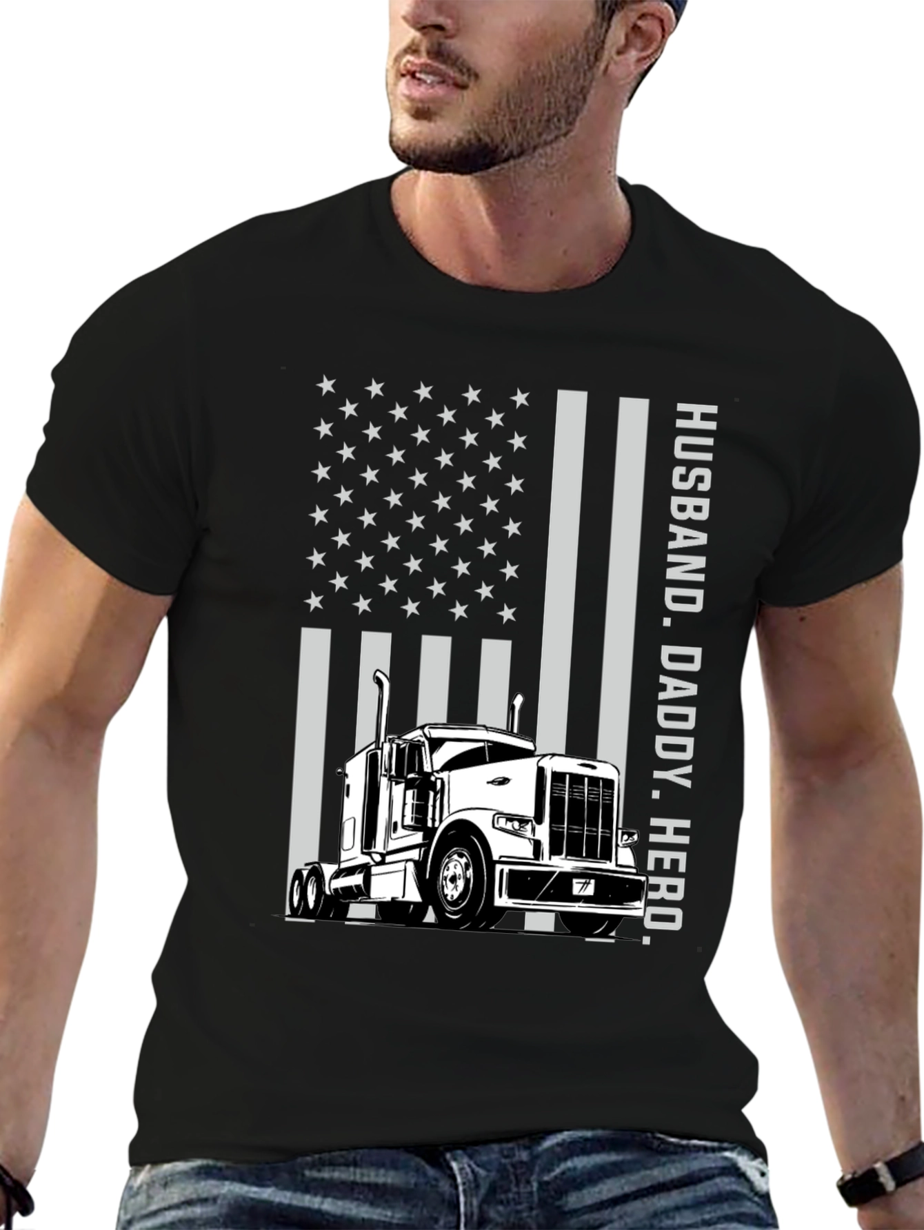 Husband Daddy Hero Trucker Graphic Tee