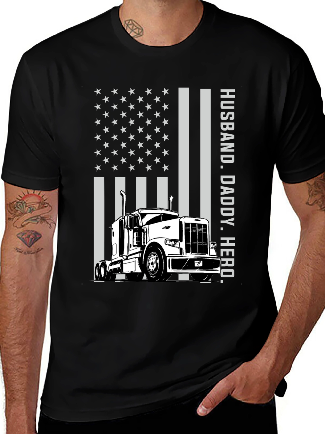Husband Daddy Hero Trucker Graphic Tee