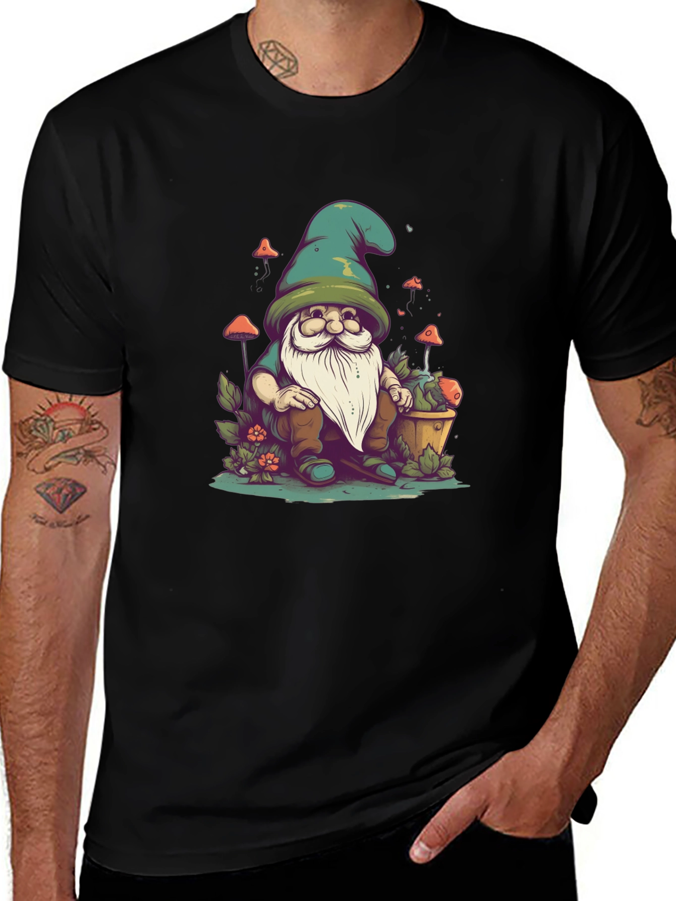 Gnome Graphic Tee - Whimsical Garden Shirt