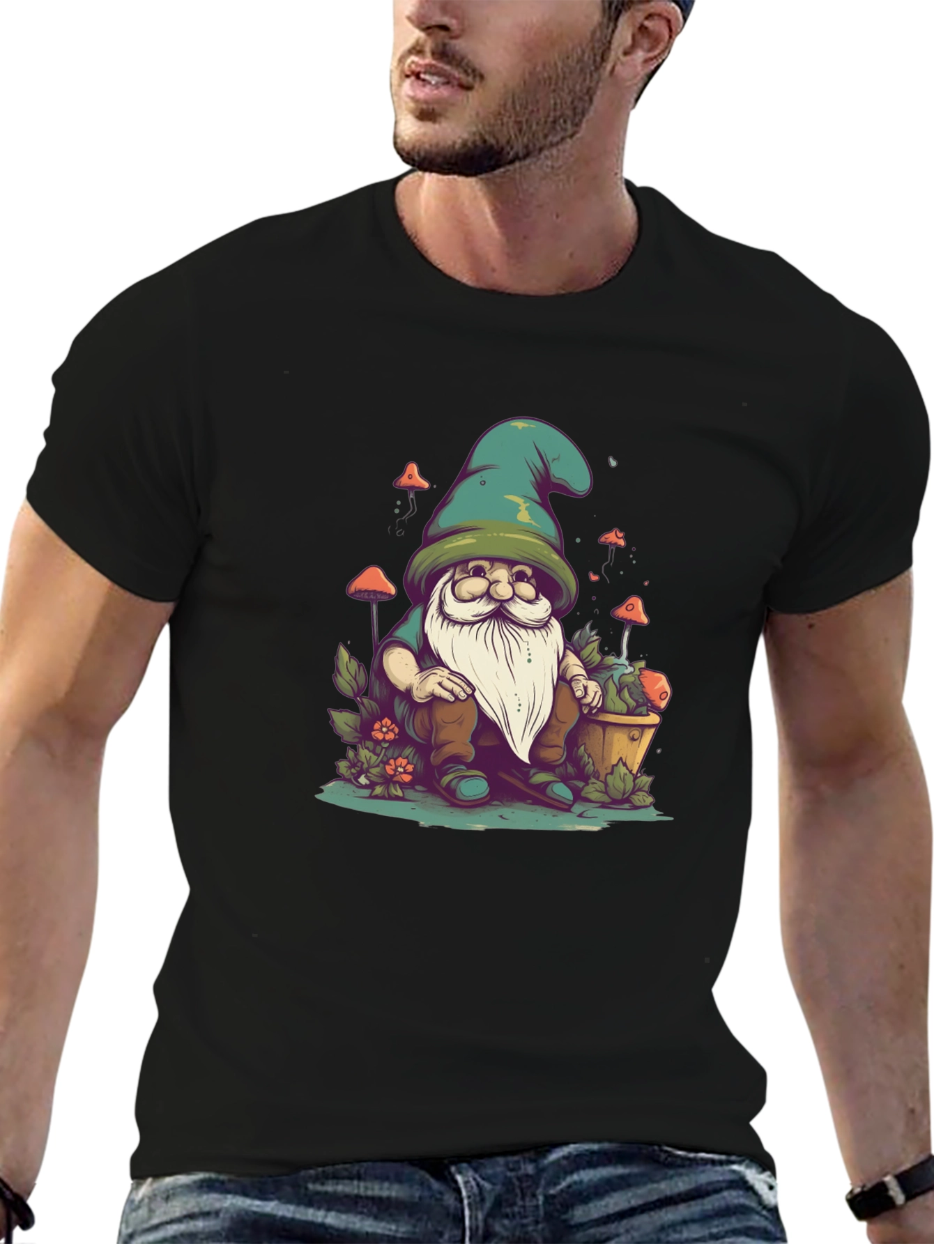 Gnome Graphic Tee - Whimsical Garden Shirt