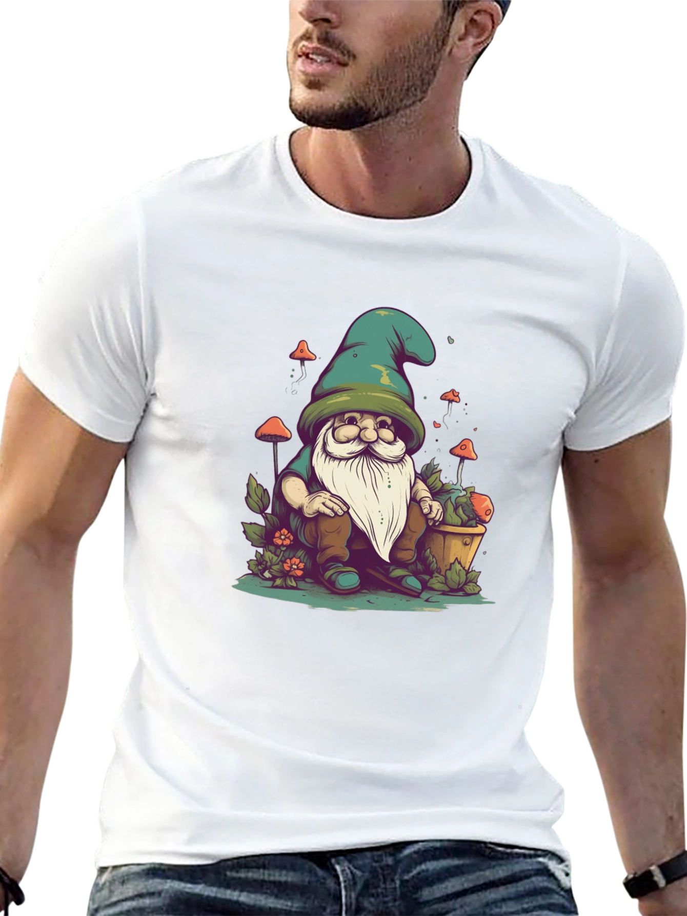 Gnome Graphic Tee - Whimsical Garden Shirt