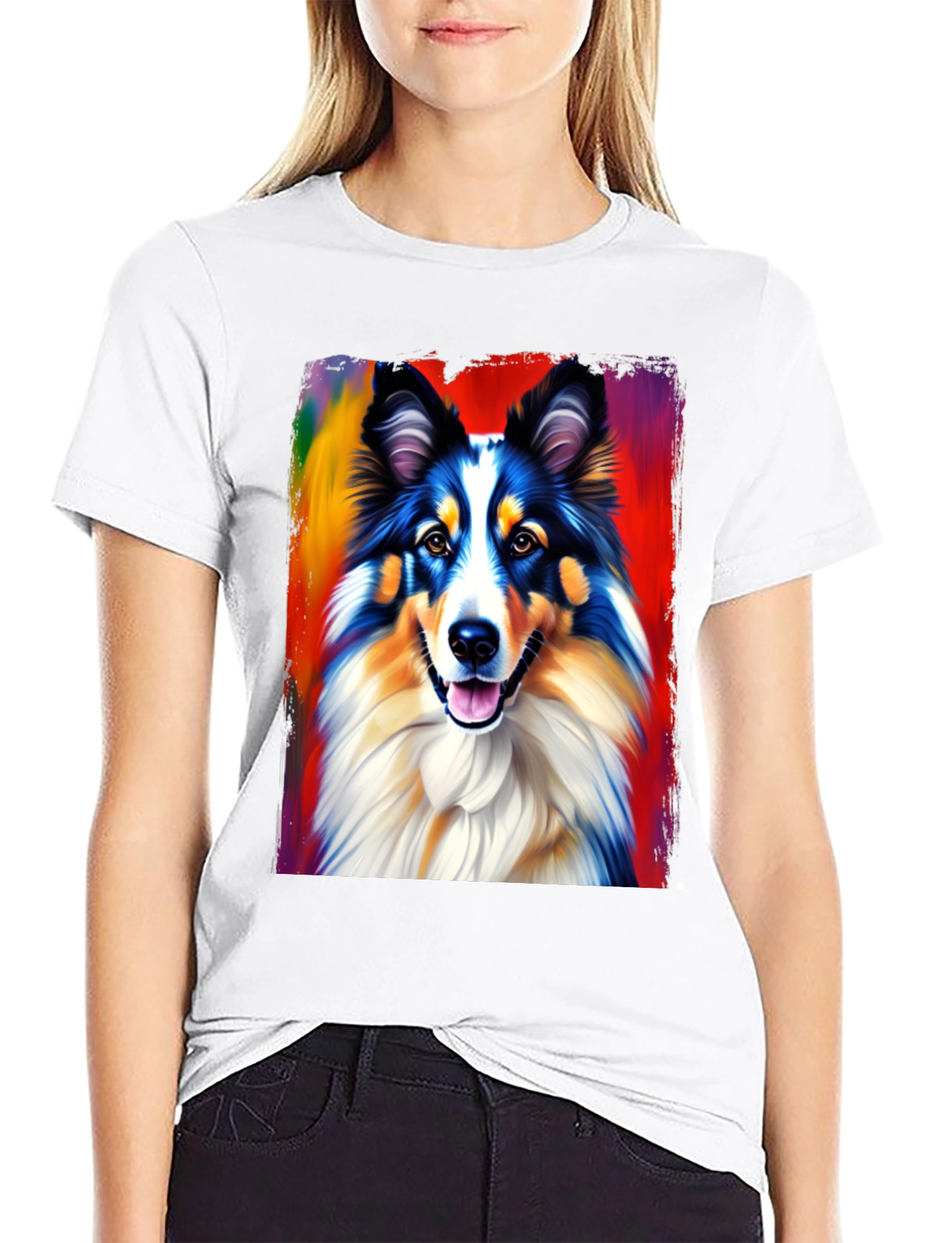 Colorful Dog Graphic T-Shirt