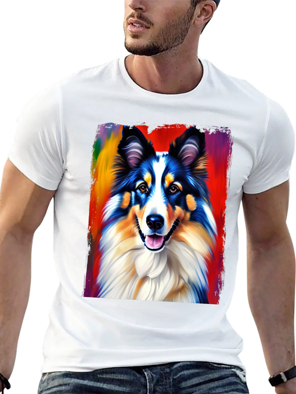 Colorful Dog Graphic T-Shirt