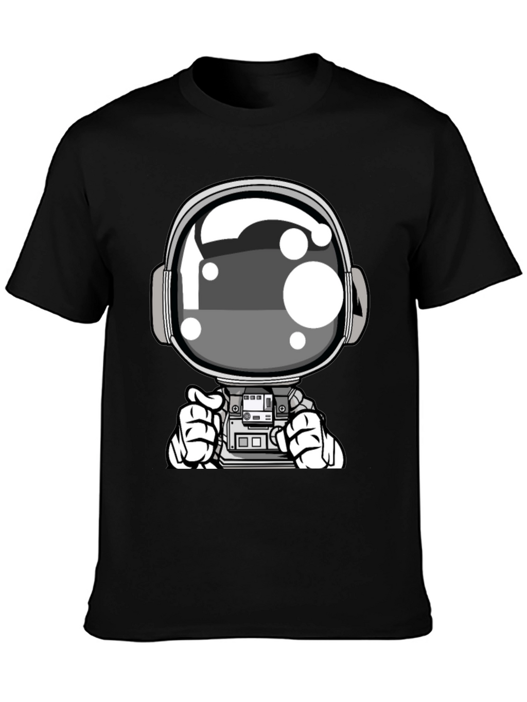 Cool Astronaut Graphic Tee - Black Casual T-Shirt
