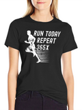 Run Today Repeat 365x Black Graphic Tee