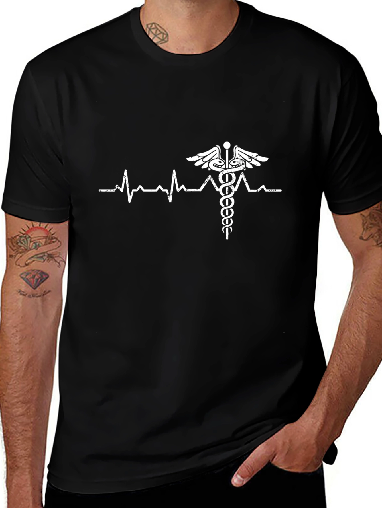 Heartbeat Caduceus T-Shirt - Medical Professional Tee