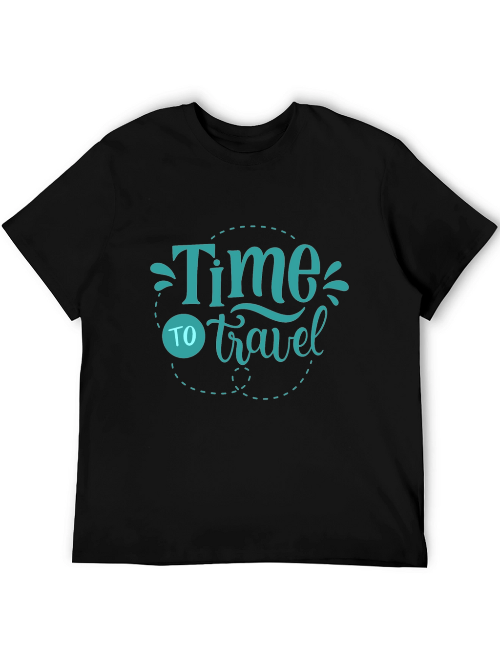 Time to Travel Graphic Tee - Black Cotton T-Shirt
