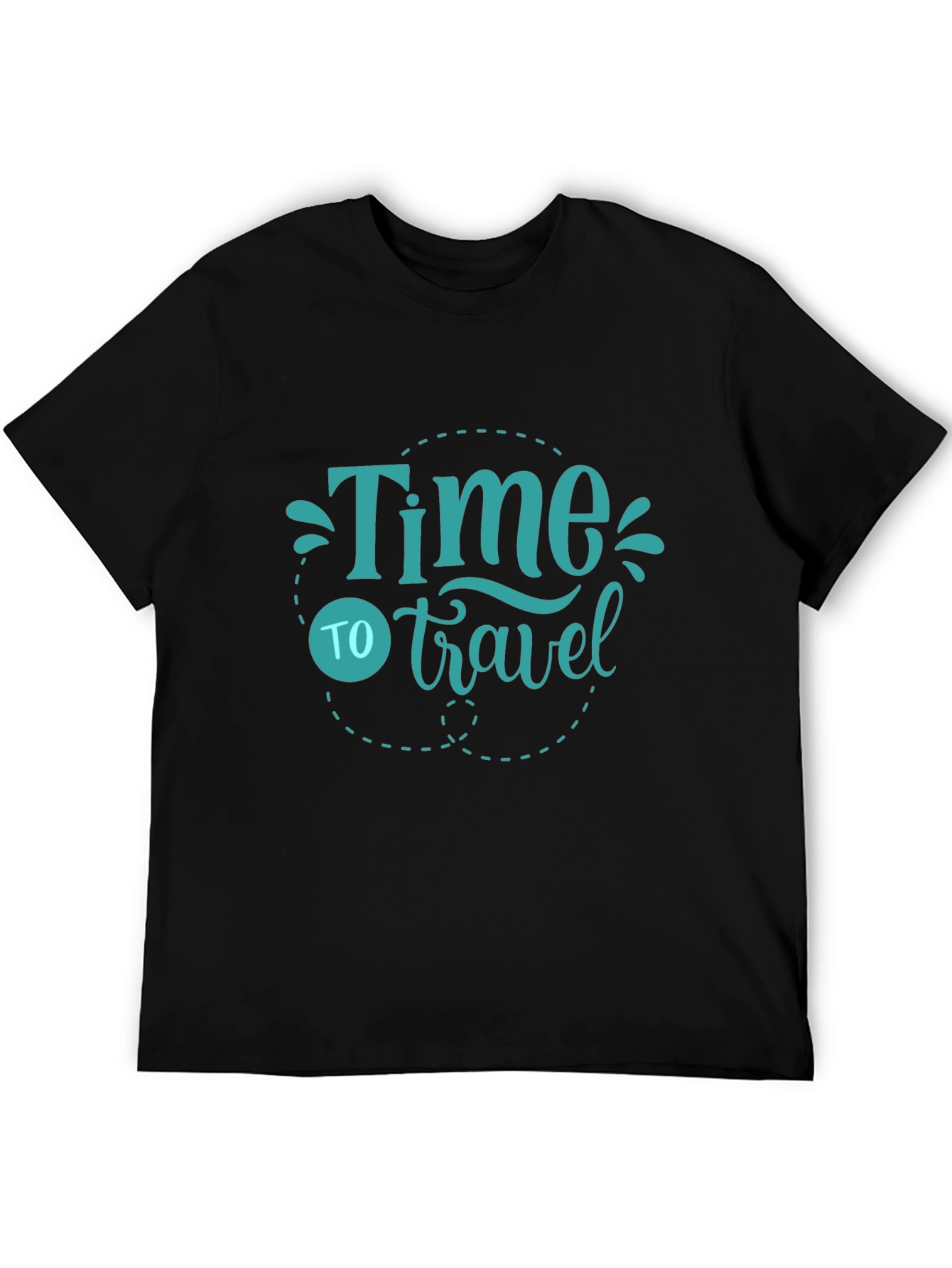 Time to Travel Graphic Tee - Black Cotton T-Shirt