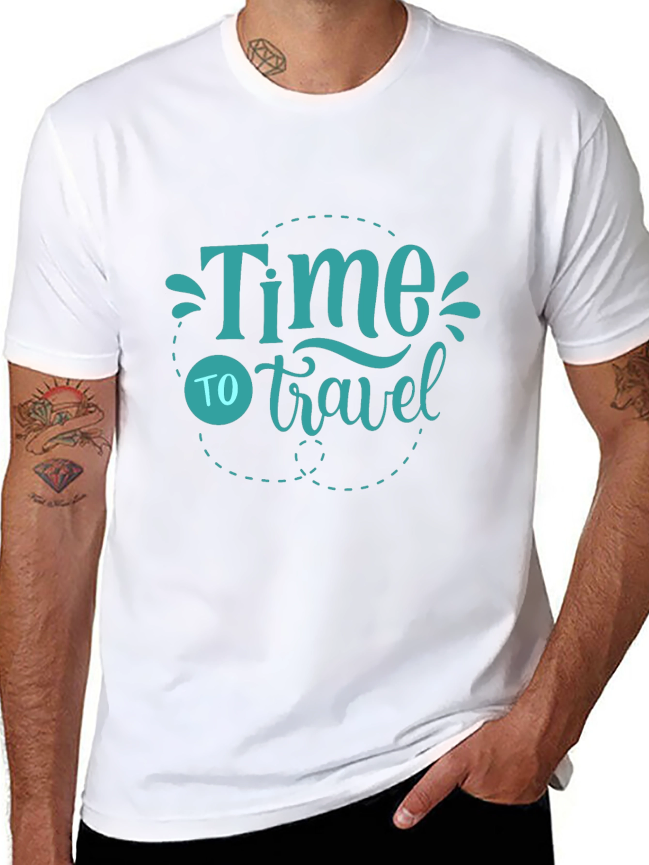 Time to Travel Graphic Tee - Black Cotton T-Shirt