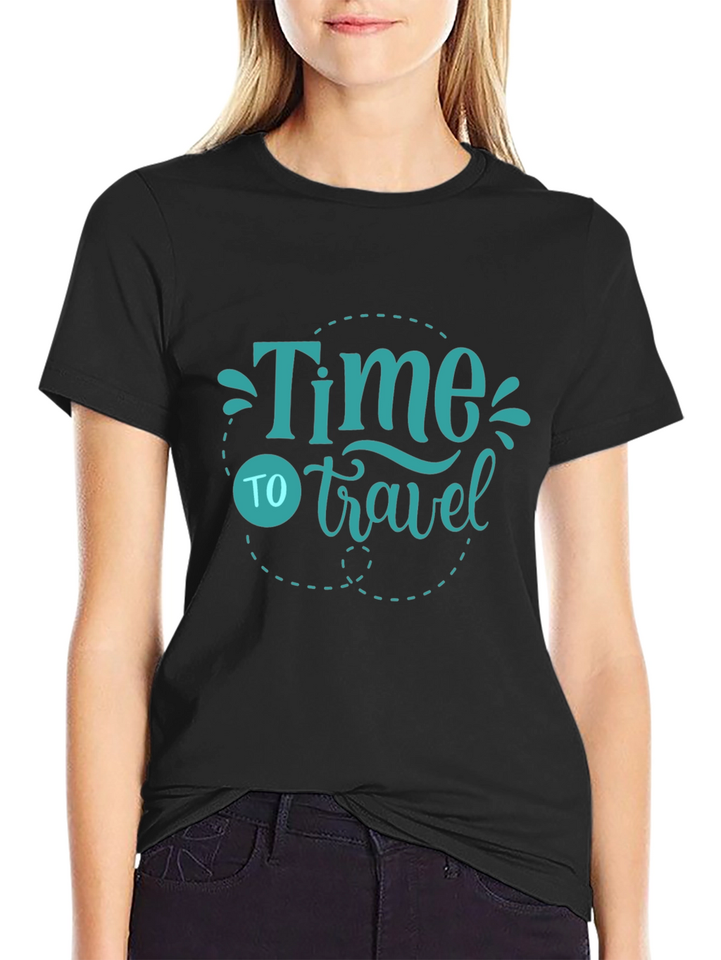 Time to Travel Graphic Tee - Black Cotton T-Shirt