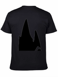 Mens Black Graphic Tee - Abstract Mountain Design