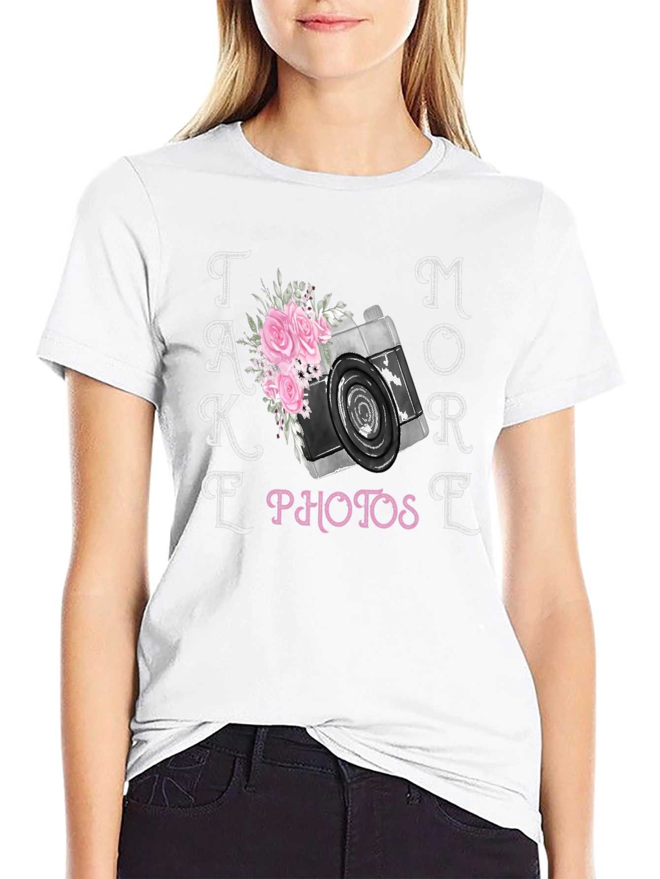 Take More Photos T-Shirt Camera Floral Design