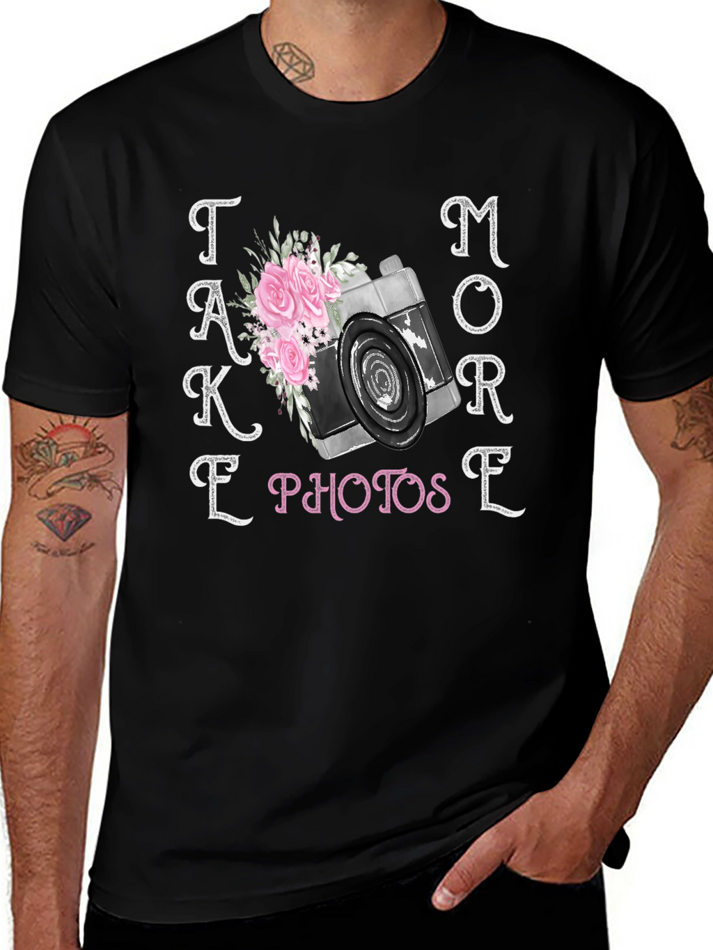 Take More Photos T-Shirt Camera Floral Design