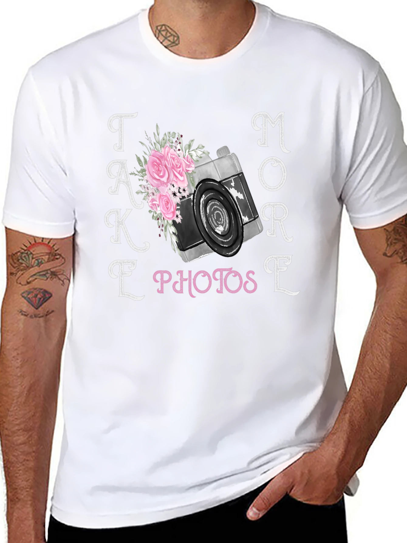Take More Photos T-Shirt Camera Floral Design