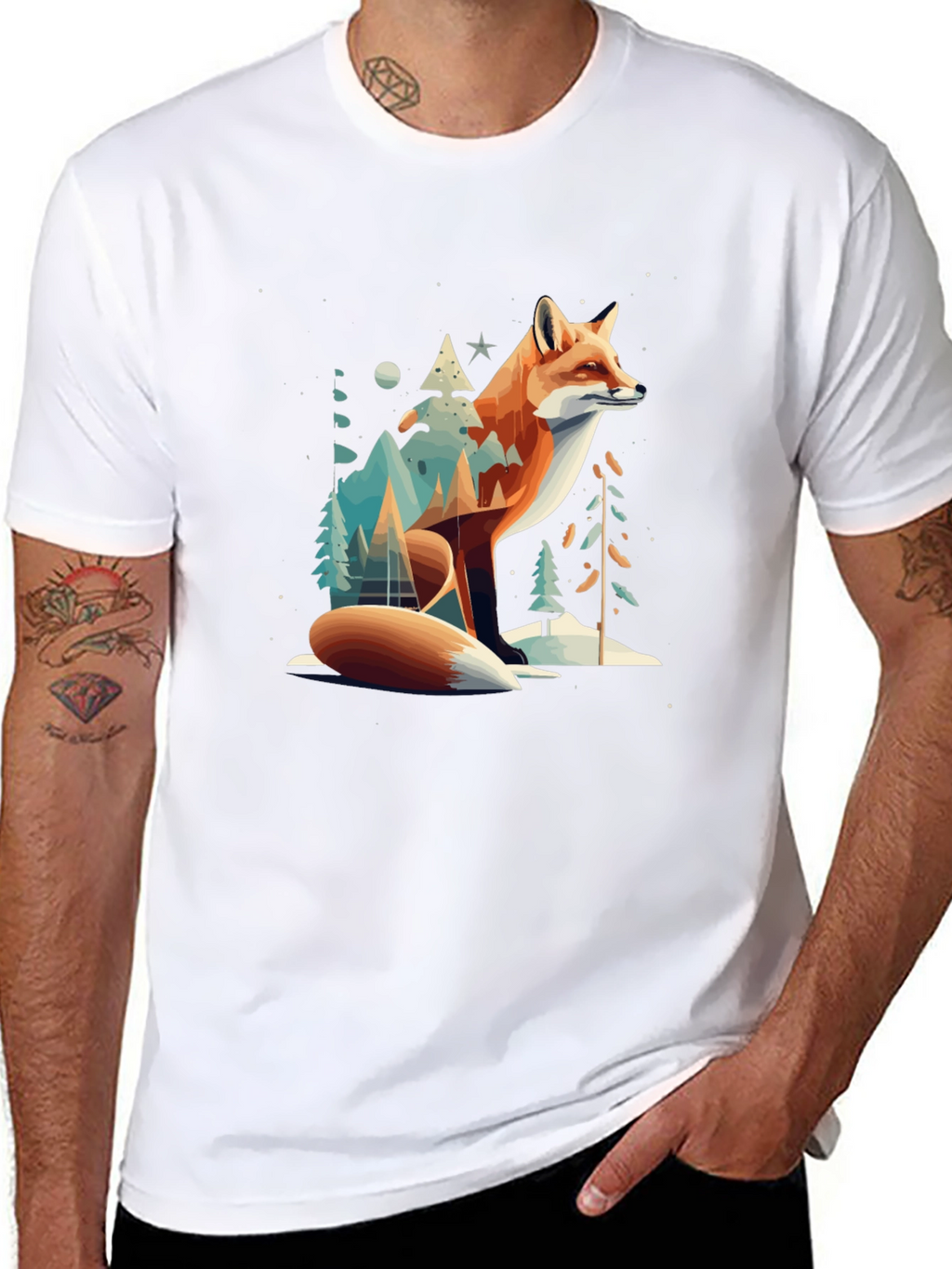 Fox & Winter Forest Graphic T-Shirt