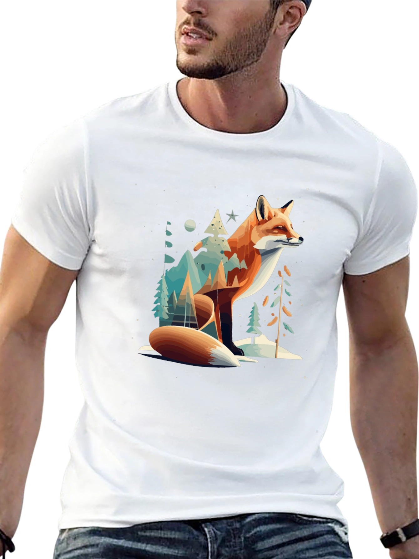 Fox & Winter Forest Graphic T-Shirt
