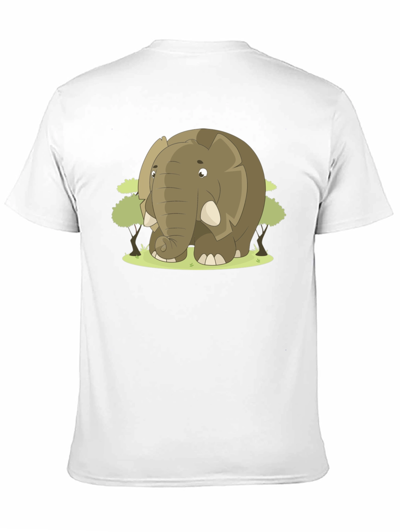 Cute Cartoon Elephant Black T-Shirt