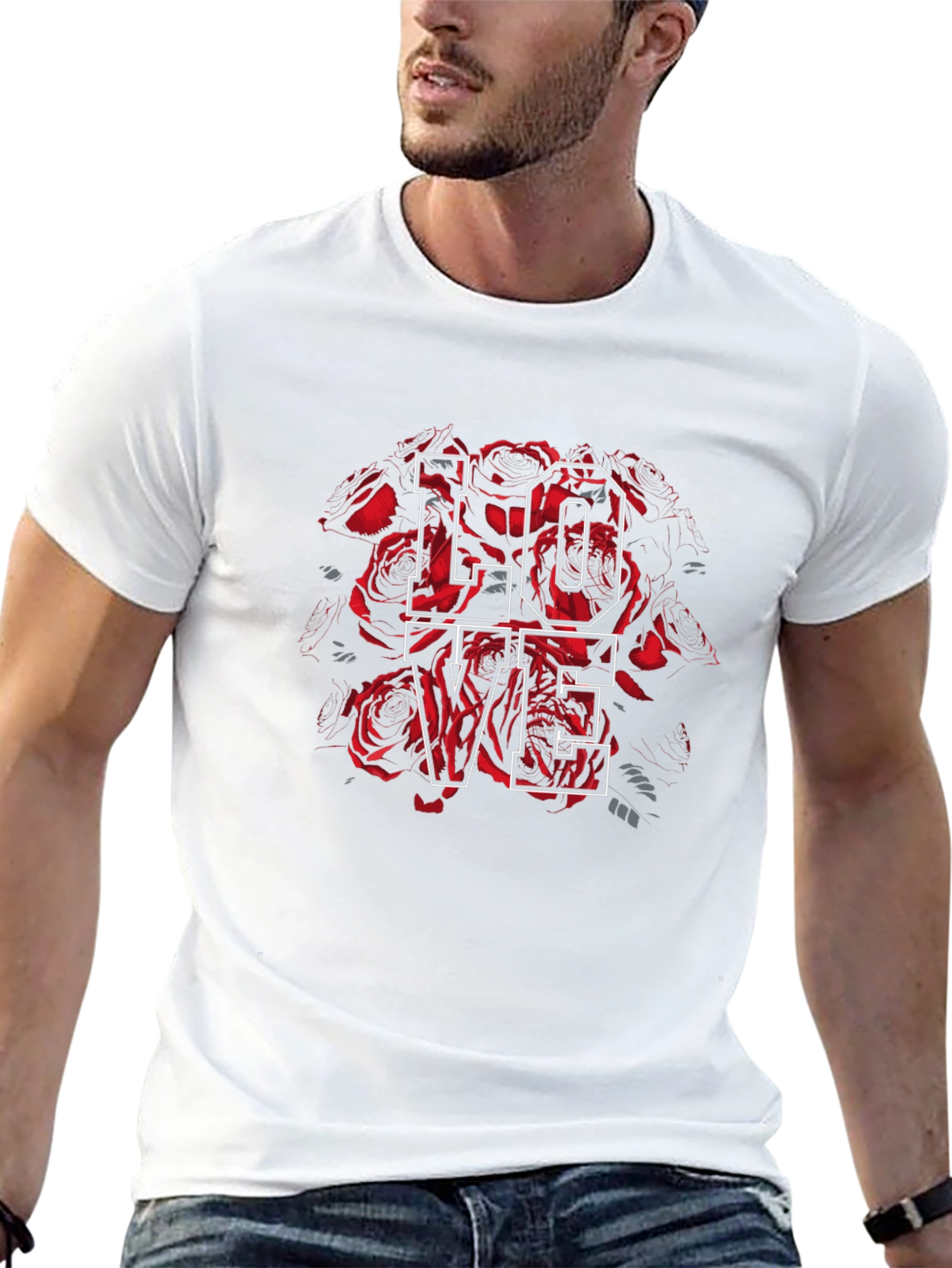 Love Roses Graphic Tee - Stylish Black T-Shirt