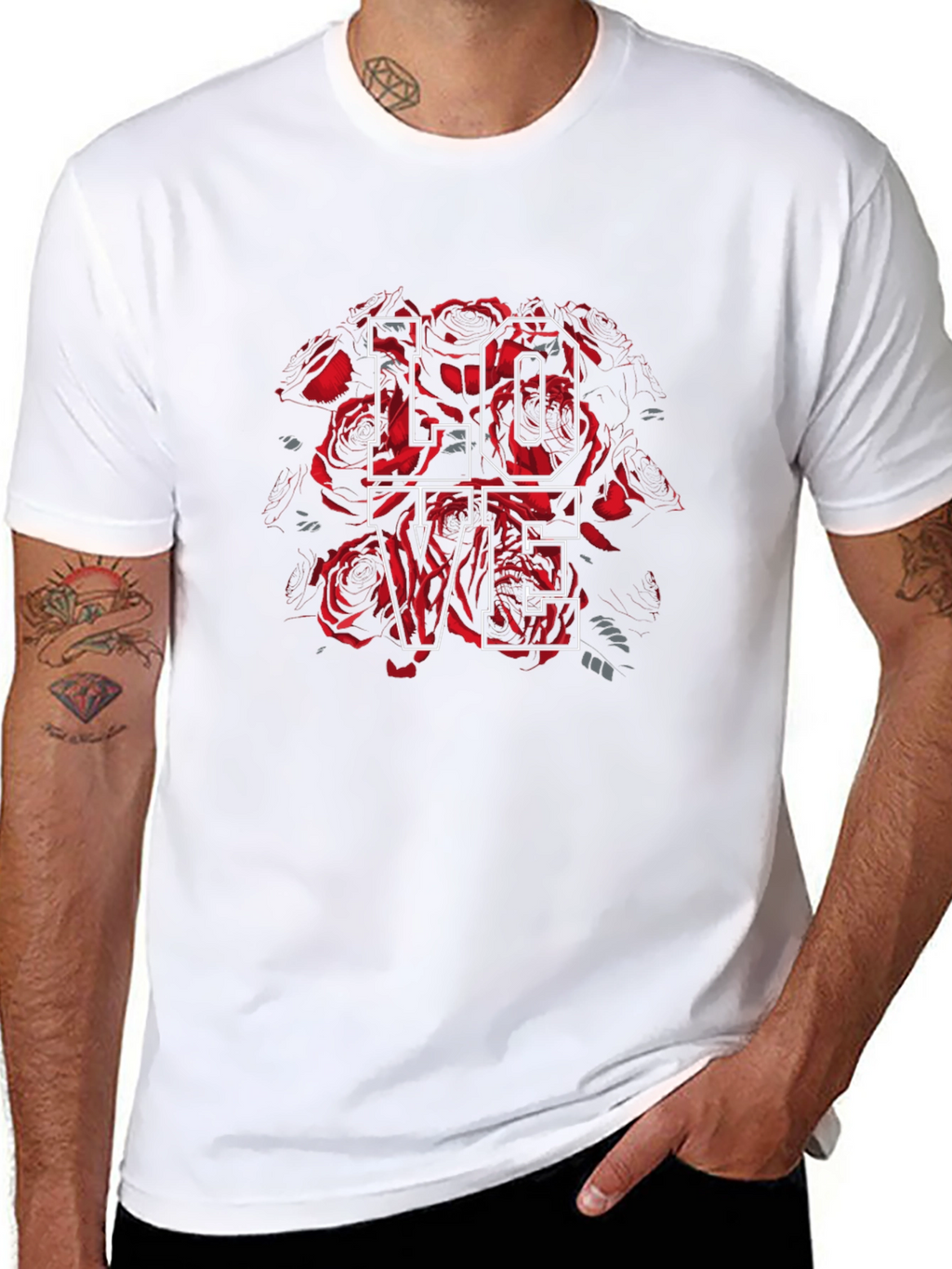 Love Roses Graphic Tee - Stylish Black T-Shirt