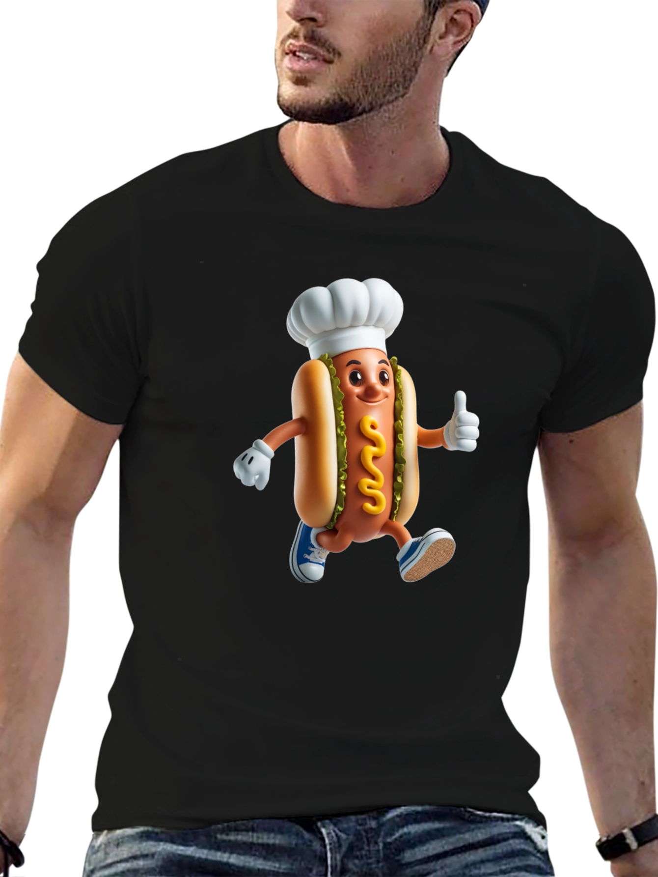 Chef Hotdog Graphic T-Shirt - Funny Novelty Tee