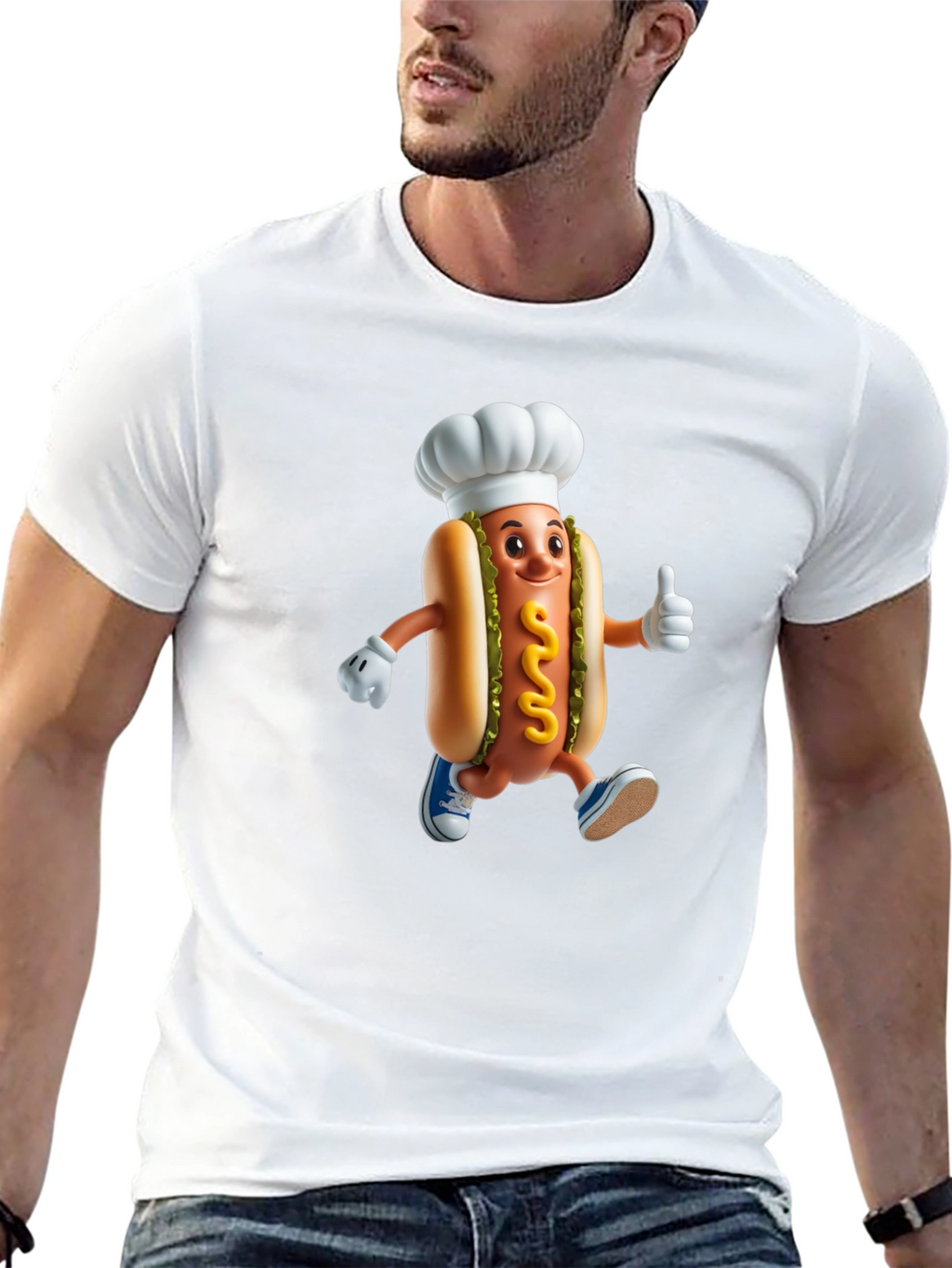 Chef Hotdog Graphic T-Shirt - Funny Novelty Tee