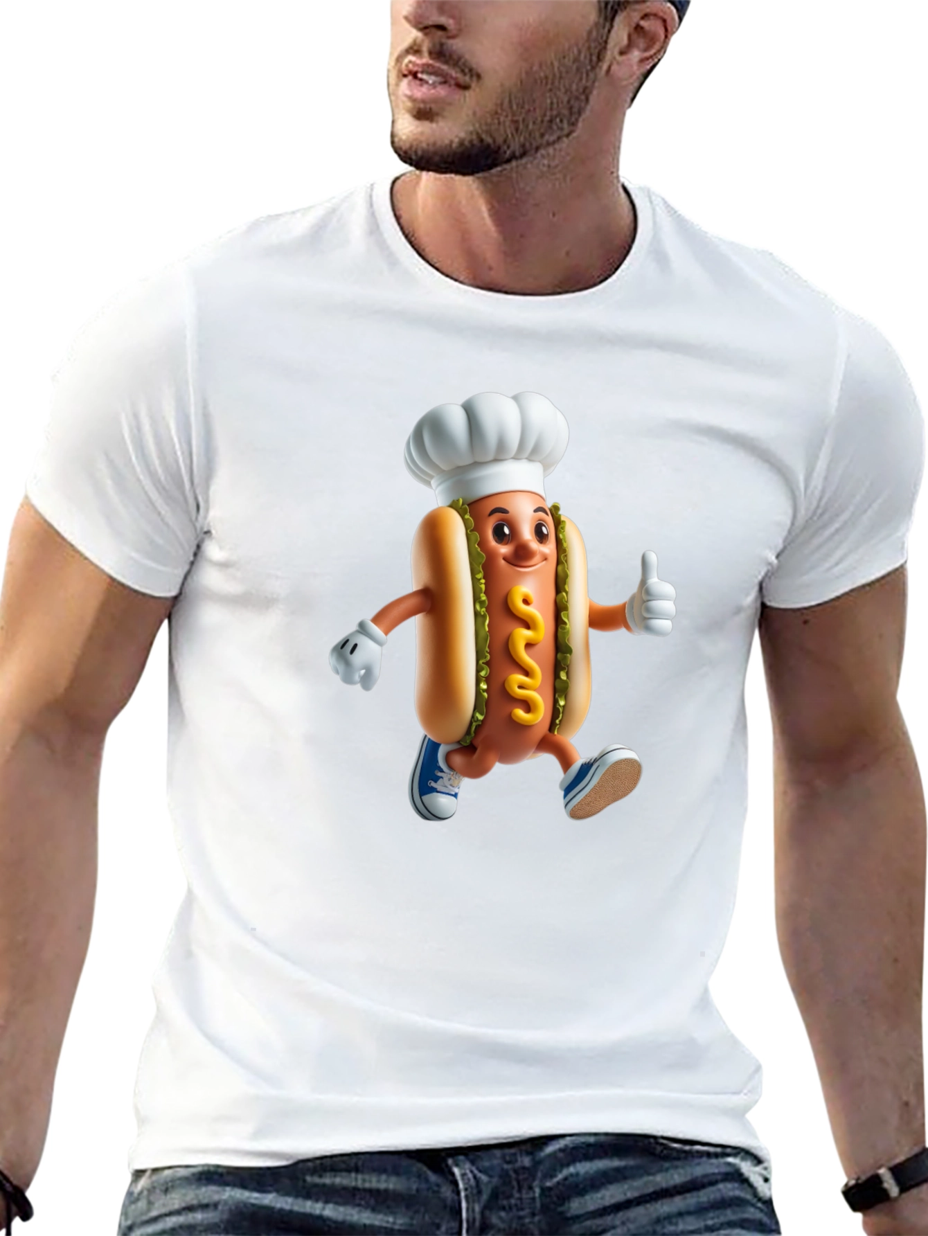 Chef Hotdog Graphic T-Shirt - Funny Novelty Tee