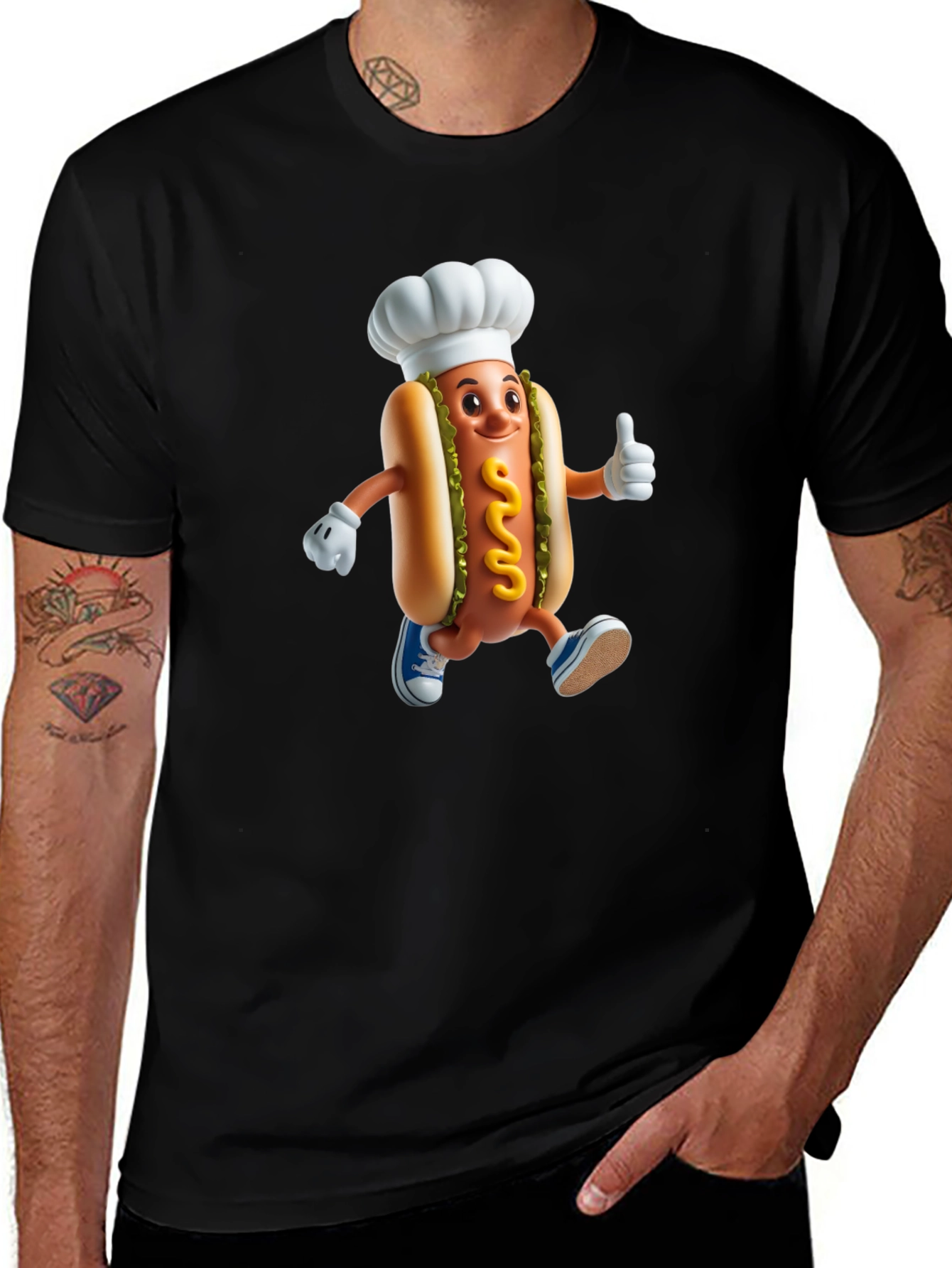 Chef Hotdog Graphic T-Shirt - Funny Novelty Tee