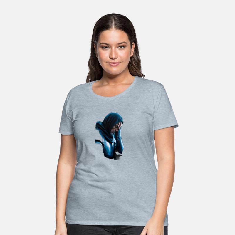 A sorrowful ebony clad knight his head bowed