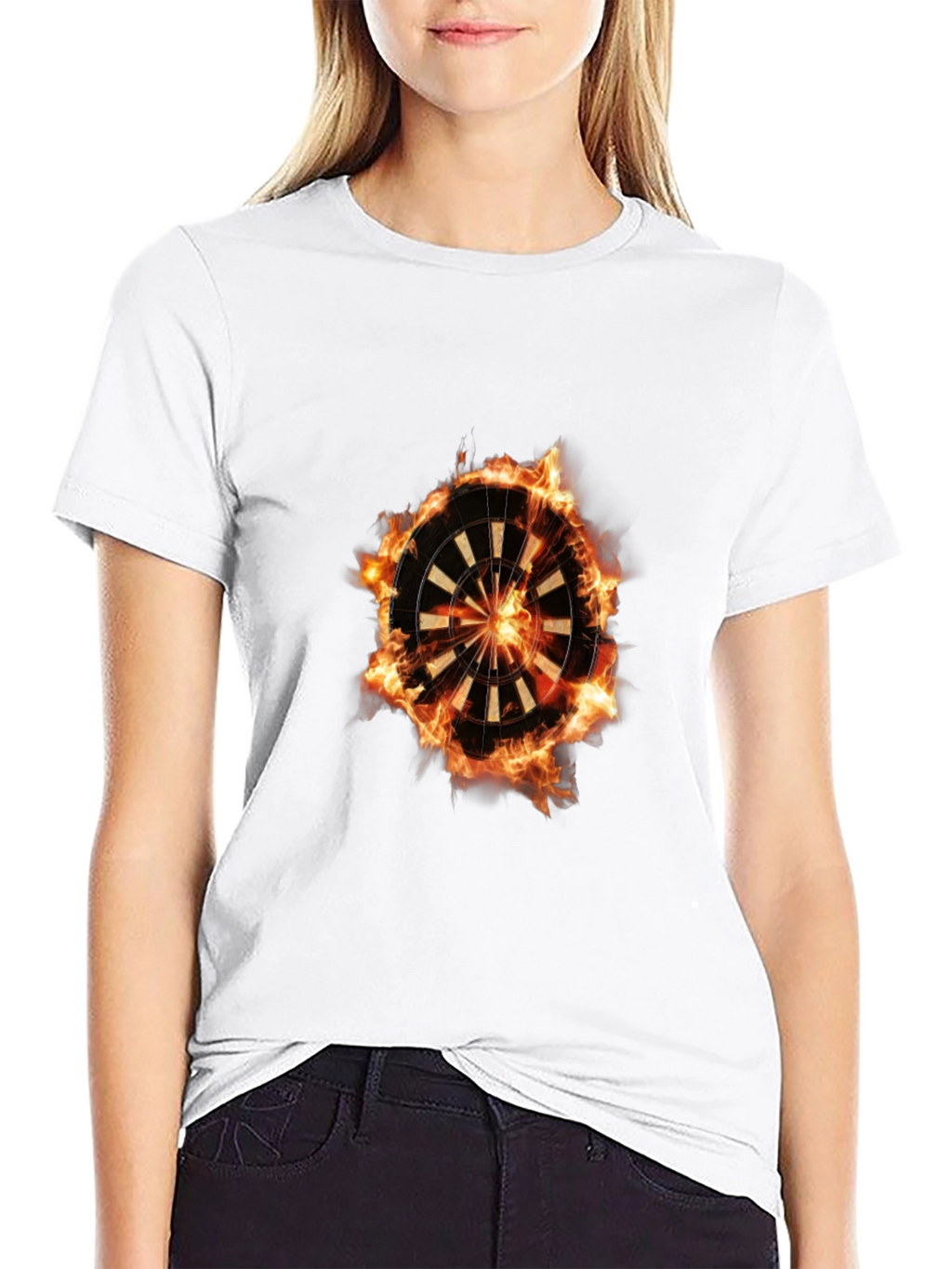 Flaming Dartboard Graphic Tee - Cool Design