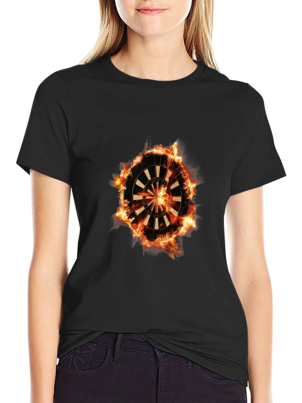 Flaming Dartboard Graphic Tee - Cool Design
