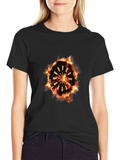 Flaming Dartboard Graphic Tee - Cool Design