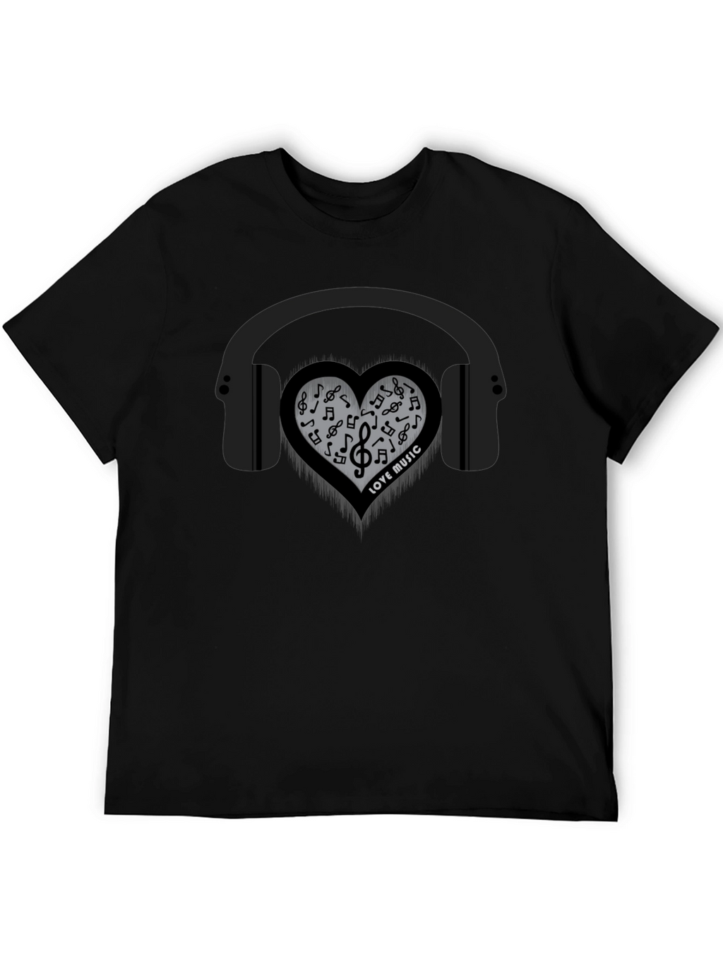 Love Music T-Shirt - Headphones & Heart Notes