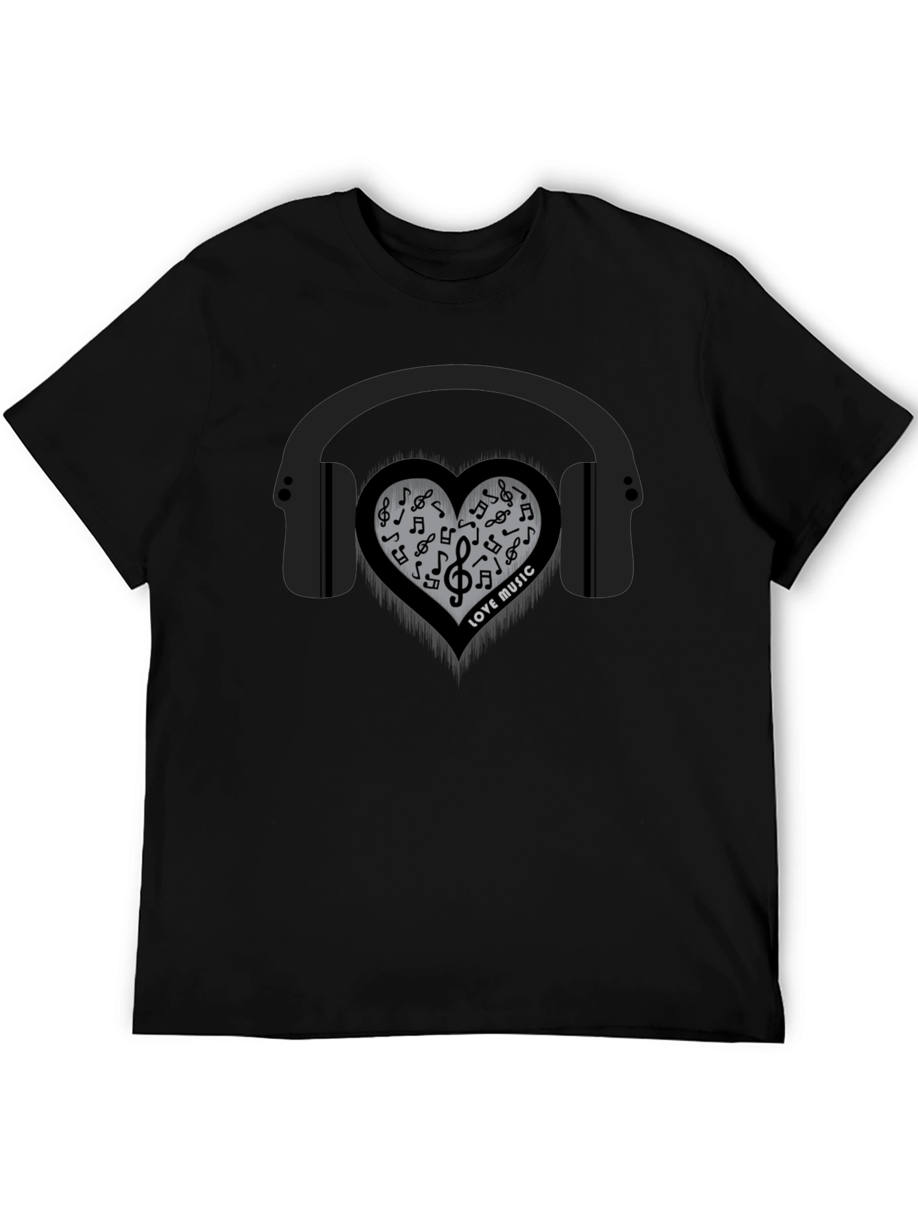 Love Music T-Shirt - Headphones & Heart Notes