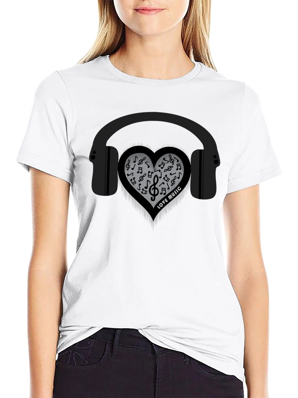 Love Music T-Shirt - Headphones & Heart Notes