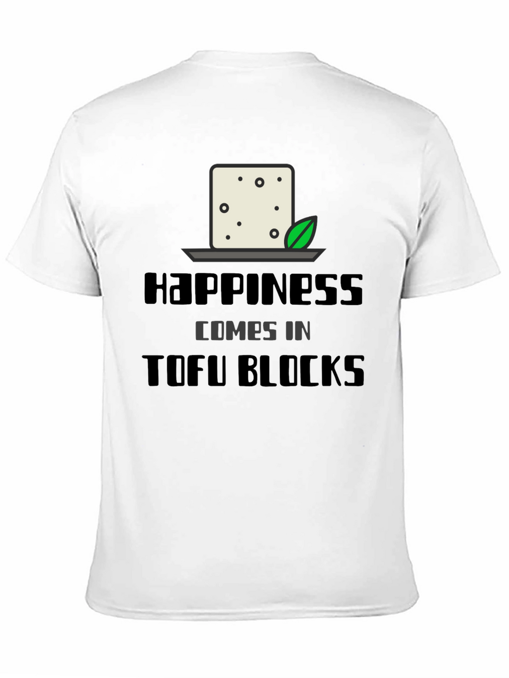 Happiness Comes in Tofu Blocks Black Graphic Tee