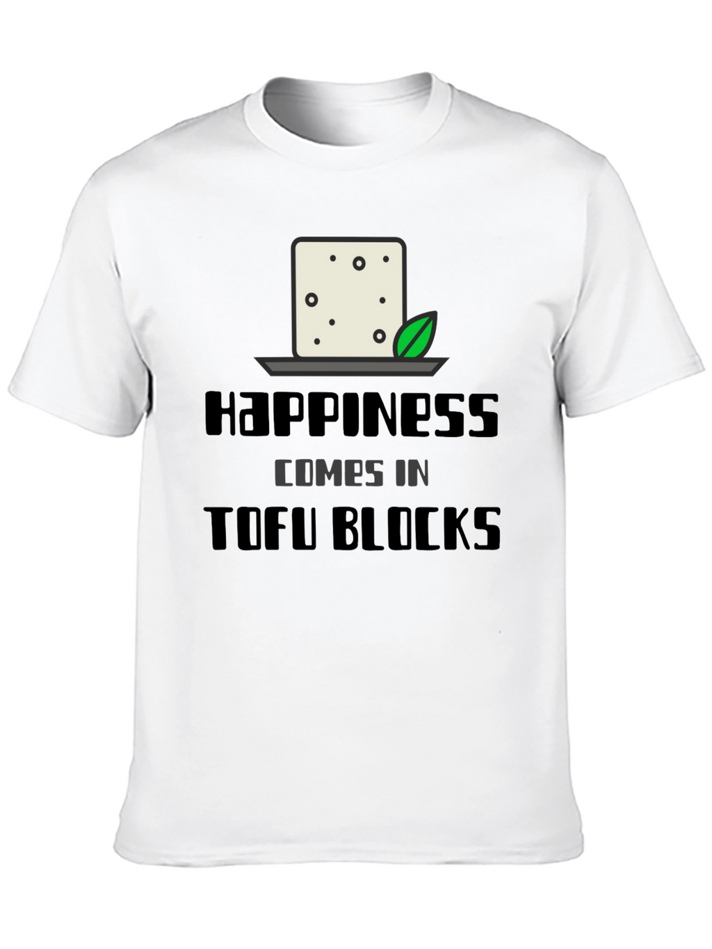 Happiness Comes in Tofu Blocks Black Graphic Tee