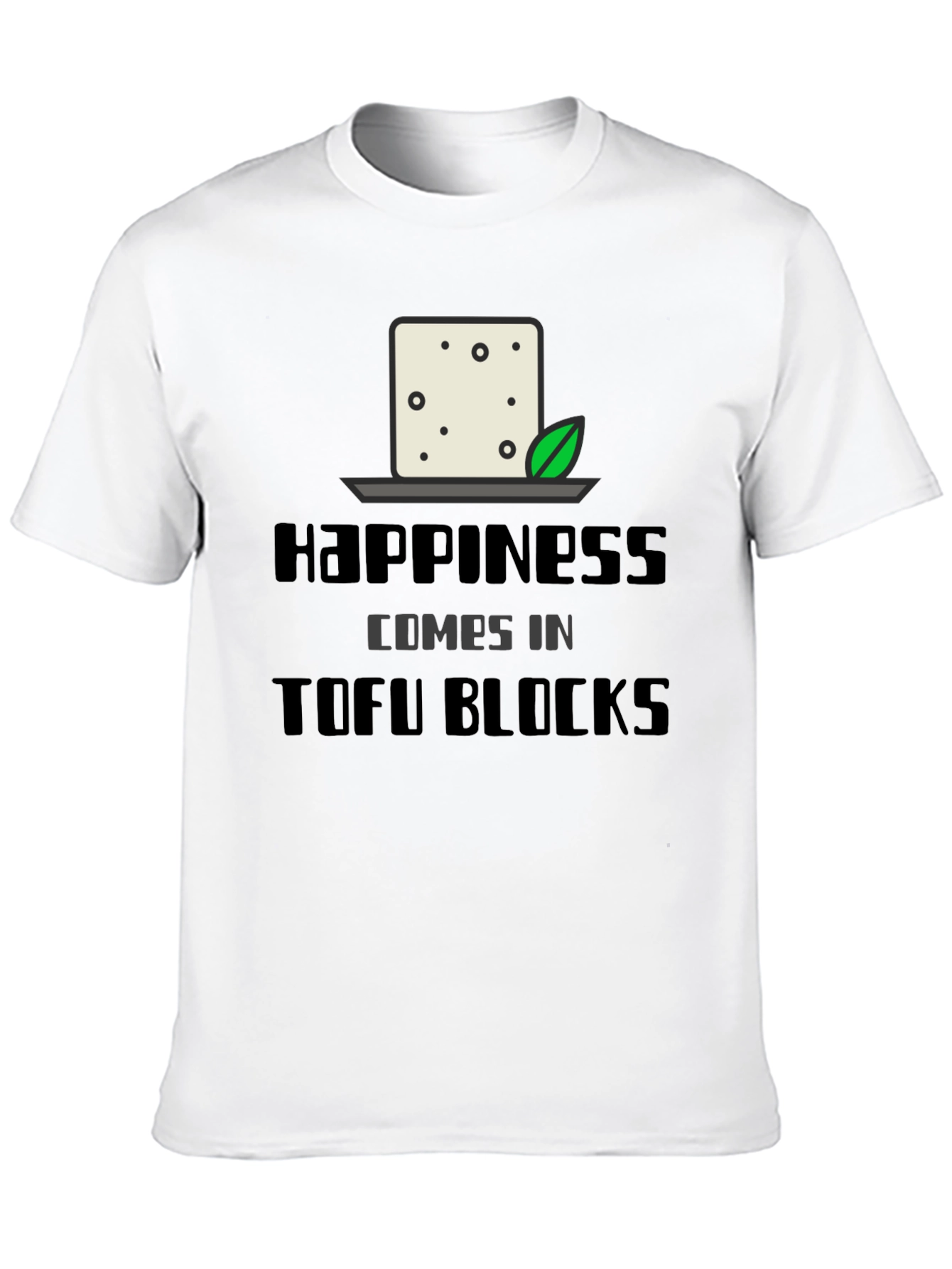 Happiness Comes in Tofu Blocks Black Graphic Tee
